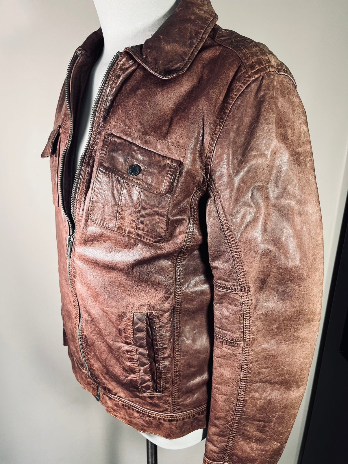 Oakwood leren jack, maat M, nieuw, wvp €349,00, Oakwood, Bruin, Maat 48/50 (M), Nieuw