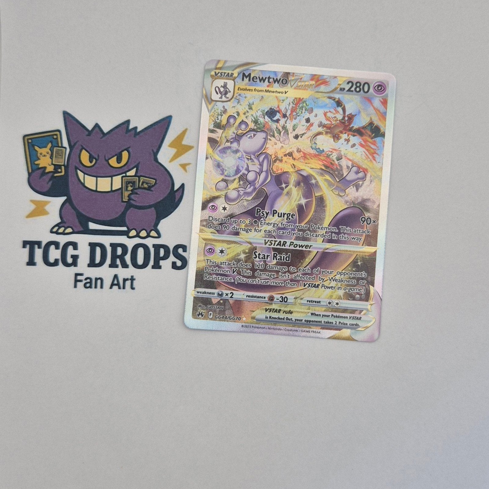 Mewtwo VSTAR GG44/GG70 Crown Zenith, Ophalen of Verzenden, Zo goed als nieuw, Losse kaart, Foil