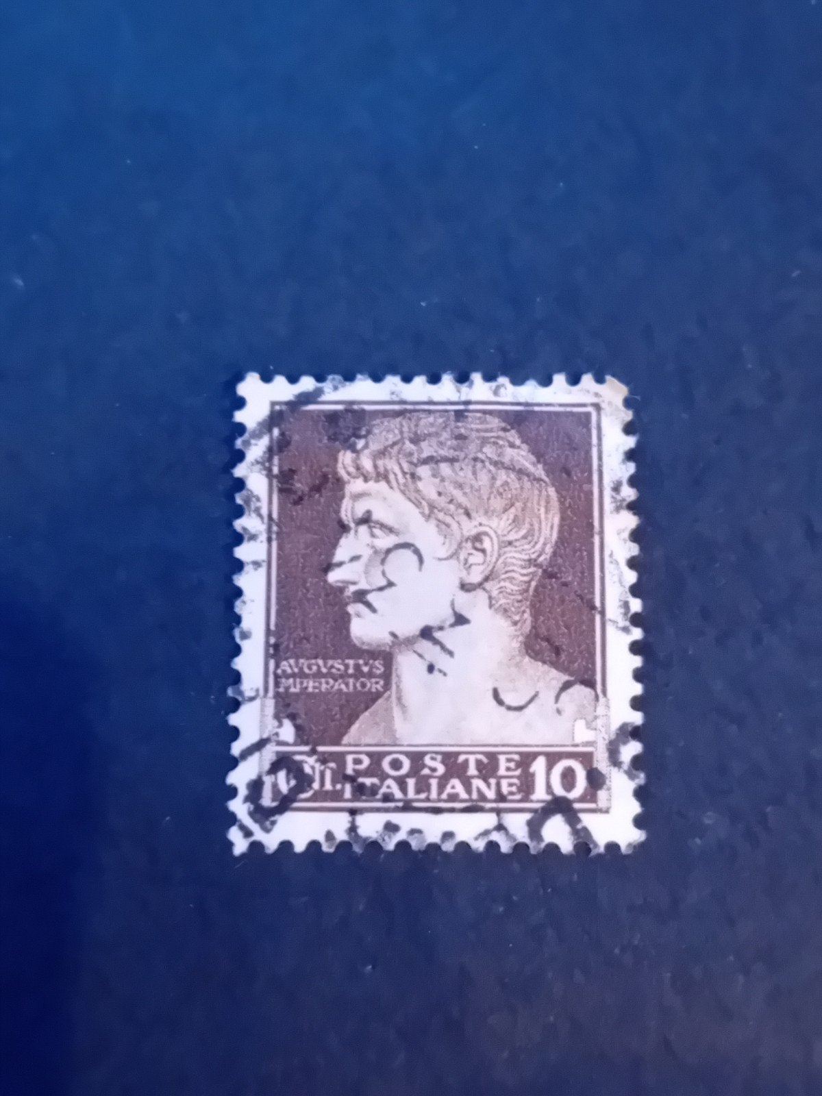 Zeldzame Italiaanse postzegel Augustus Imperator 10 cent, Ophalen of Verzenden, Gestempeld