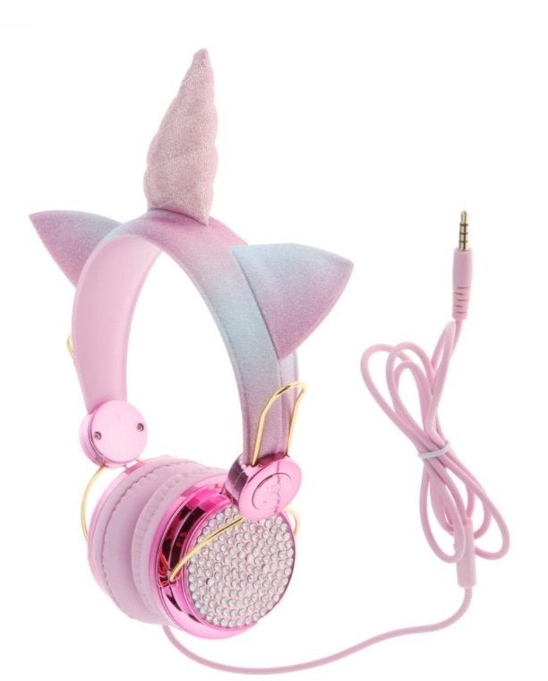 Eenhoorn Koptelefoon voor Kinderen - Roze met Strass, Verstelbaar, Roze, Nieuw, Over-ear