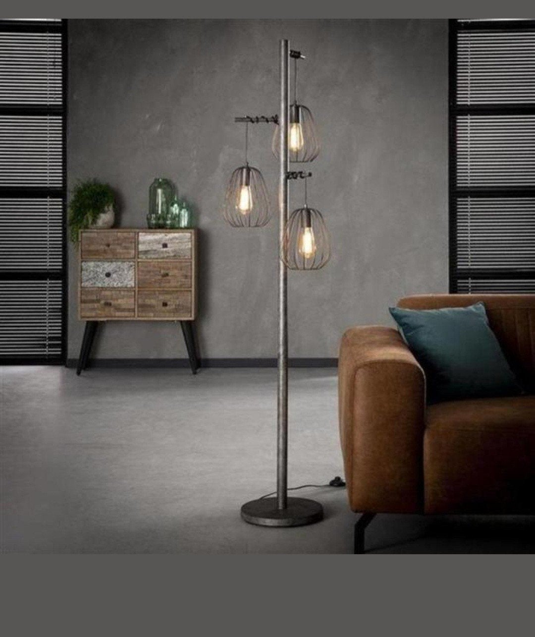 Complete set: Hanglamp, staande lamp en 2x tafellamp, Ophalen, Nieuw, E27 (groot), Metaal