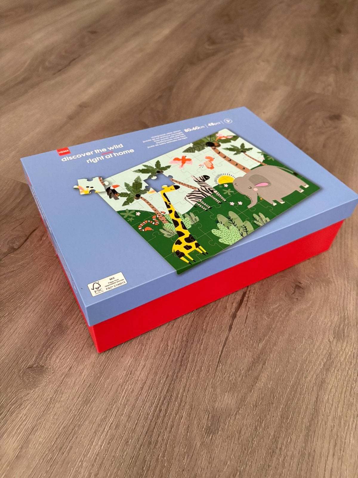 Hema 'Discover the Wild' Dierenpuzzel 48 stukjes, Ophalen of Verzenden, 10 tot 50 stukjes, Zo goed als nieuw, 2 tot 4 jaar