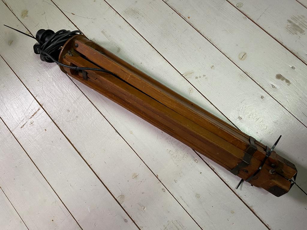 antieke houten statief lamp, Ophalen of Verzenden