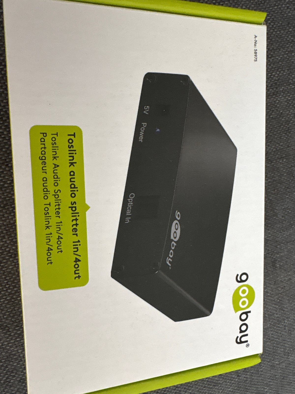 Goobay Toslink Audio Splitter 1in/4out Optische Kabel, Ophalen of Verzenden, Nieuw, Optische kabel