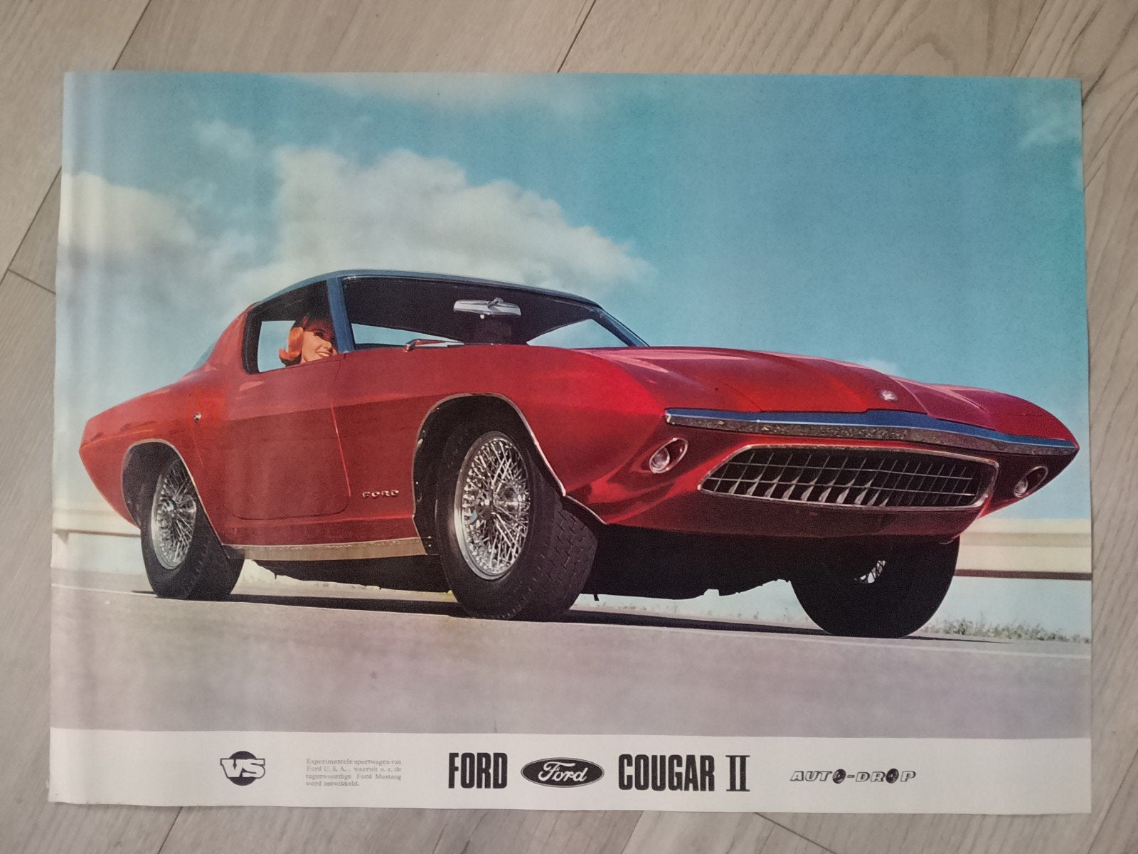 Ford Cougar II Auto-Drop Reclame Poster, Verzamelen, Posters, Zo goed als nieuw, Reclame, A1 t/m A3, Rechthoekig Liggend, Ophalen of Verzenden
