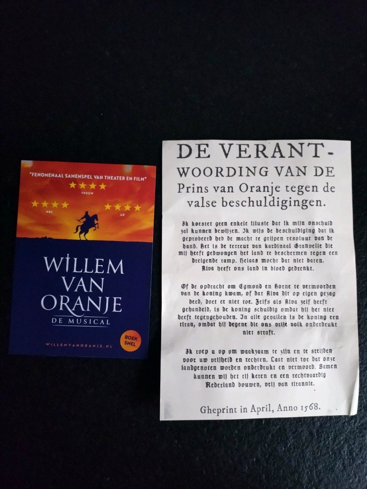Origineel verzamelobject musical Willem van Oranje., Boeken, Ophalen of Verzenden