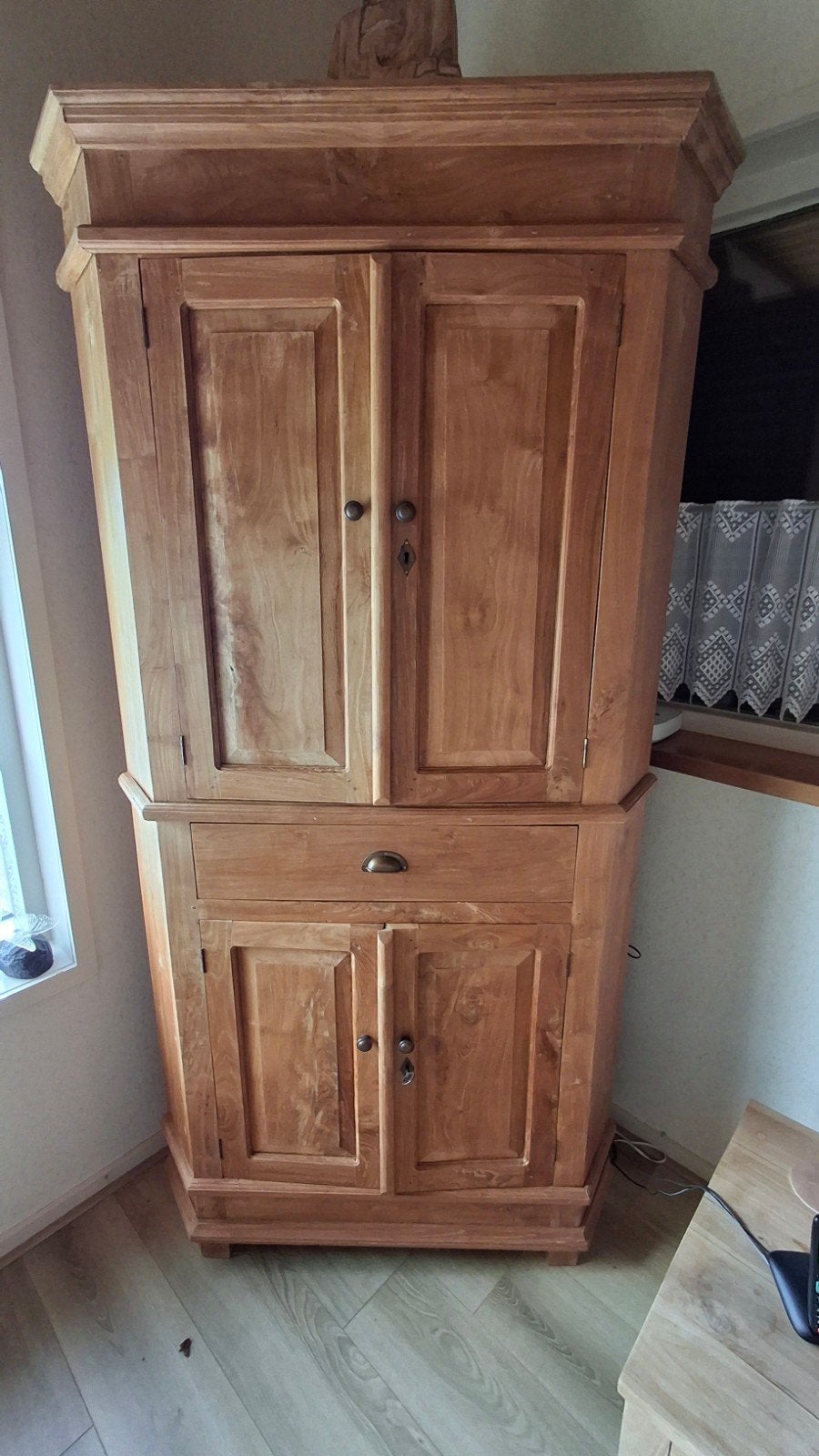Teakhouten hoekkast met legplanken - 70x70 cm, Ophalen, Gebruikt