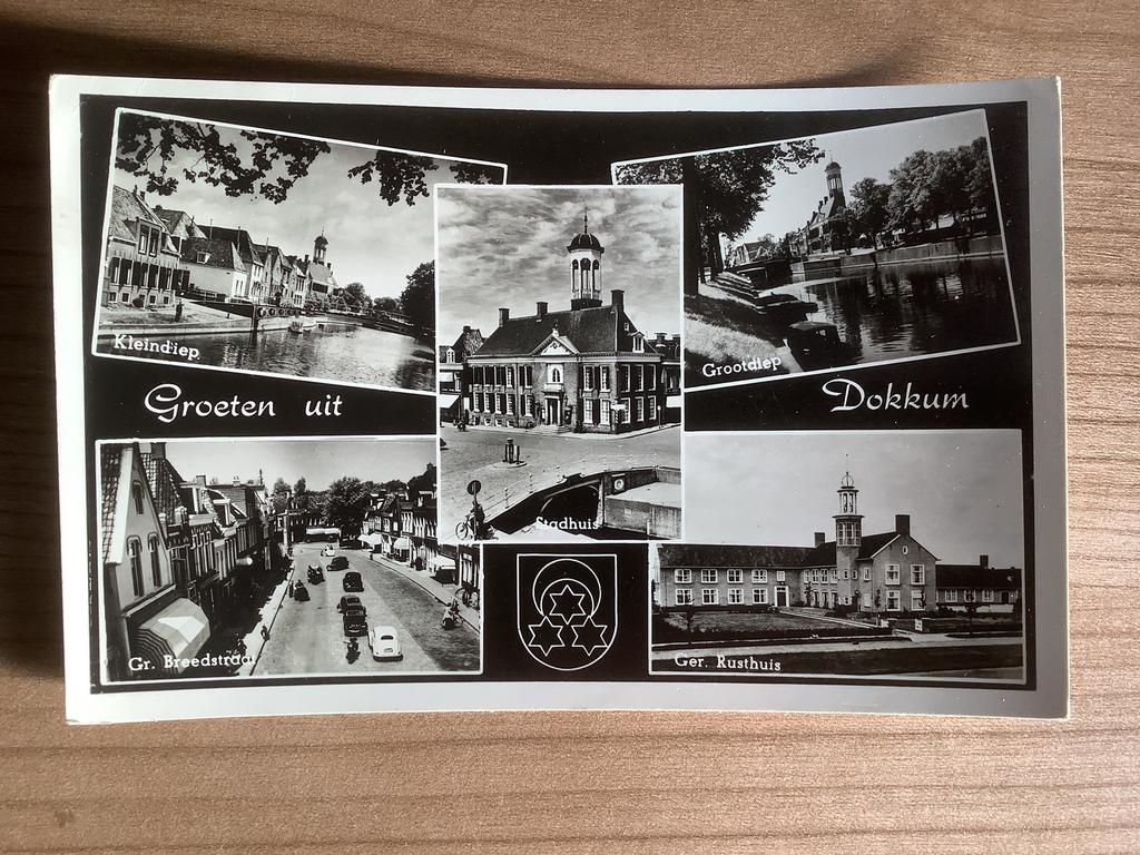ansichtkaart Dokkum, Ophalen of Verzenden, 1940 tot 1960, Gelopen