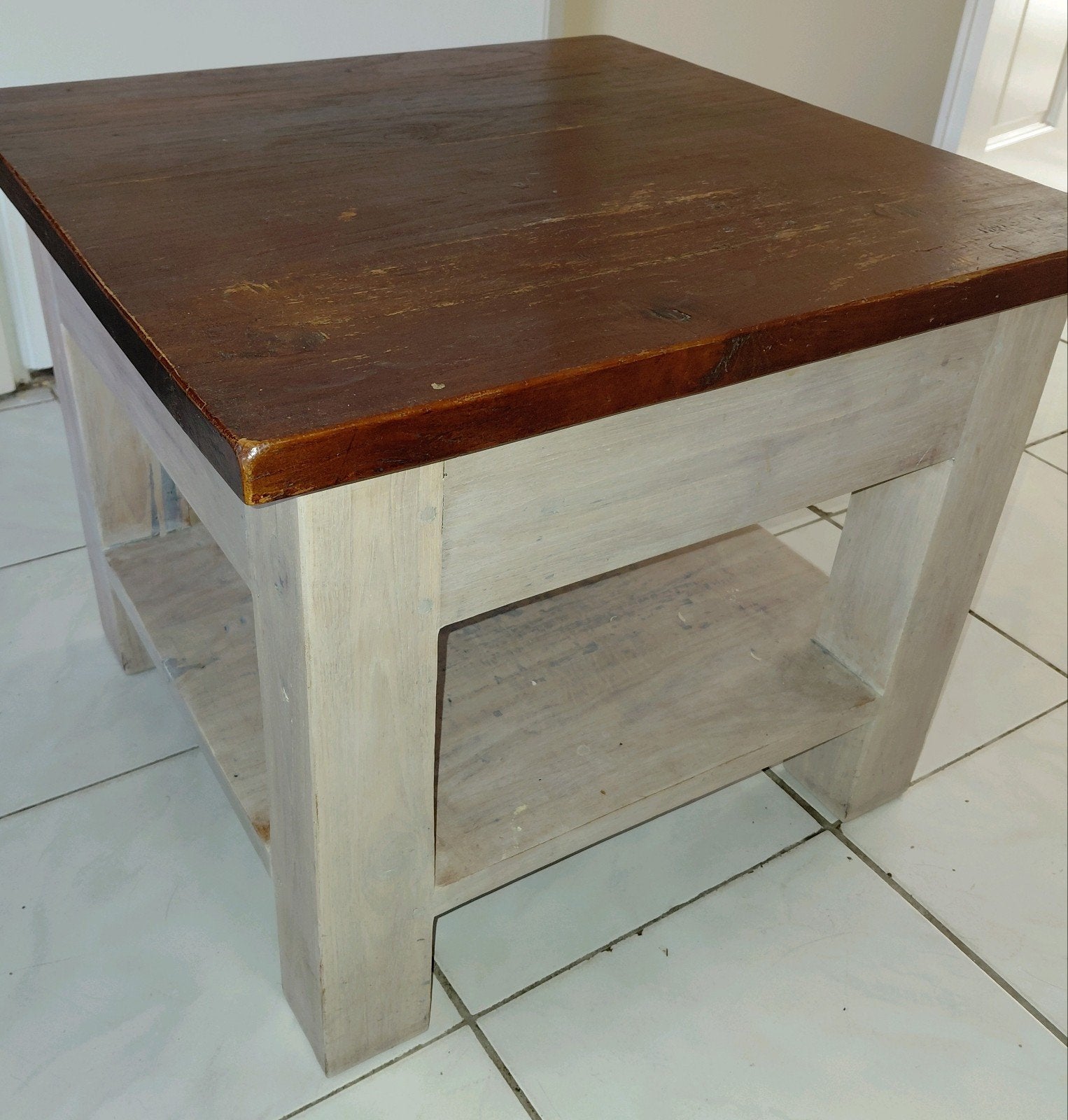 Vierkante houten salontafel /bijzettafel - 60x60x50 cm, Ophalen, Gebruikt, Vierkant, 50 tot 100 cm