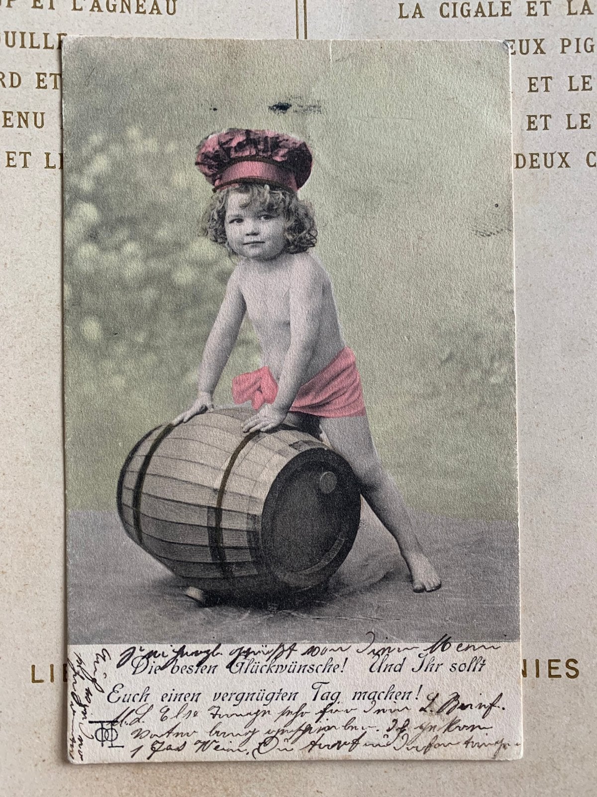 1903 Kindje met wijnvat (DD), Ophalen of Verzenden, Voor 1920, Gelopen, Kinderen