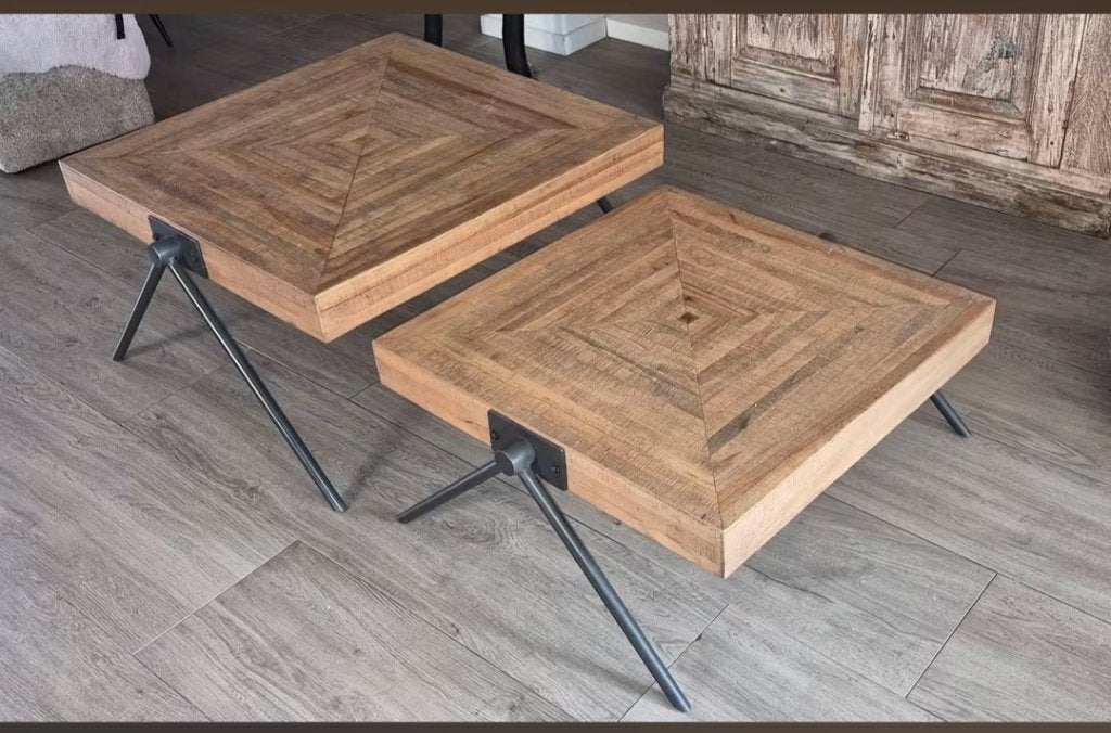 2 salontafels hout, Ophalen, Rond, 50 tot 100 cm, 50 tot 100 cm