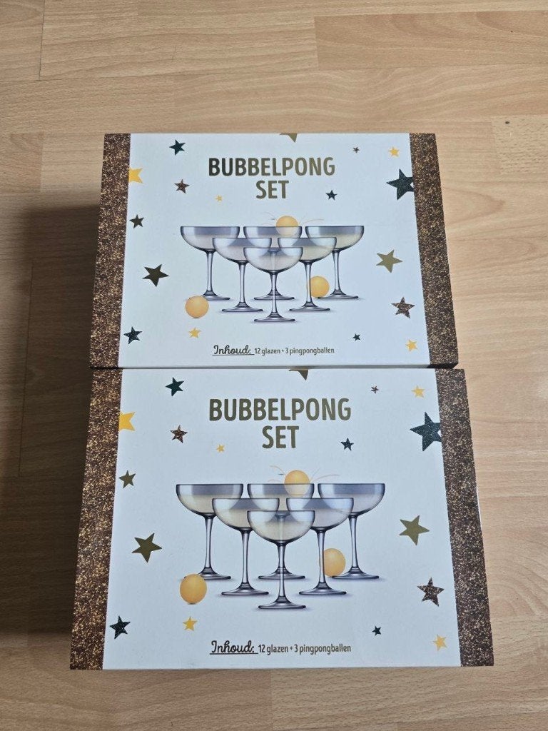 NIEUW 2 Bubbel Pong Sets (per set 12 glazen + 3 ballen), Ophalen of Verzenden, Nieuw, Feestartikel, Overige
