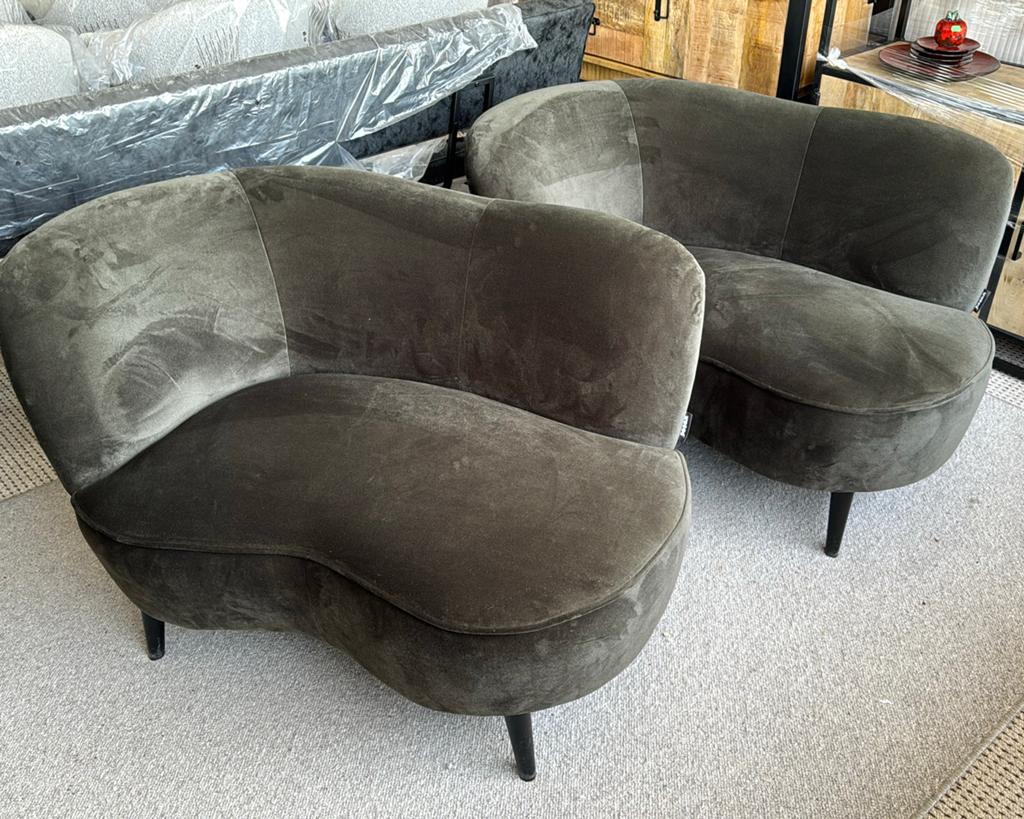 Fauteuil – Links – Fluweel – Warm Groen set 2, Ophalen, Kringloopehb41@hotmail.com, 75 tot 100 cm, 7553 JE