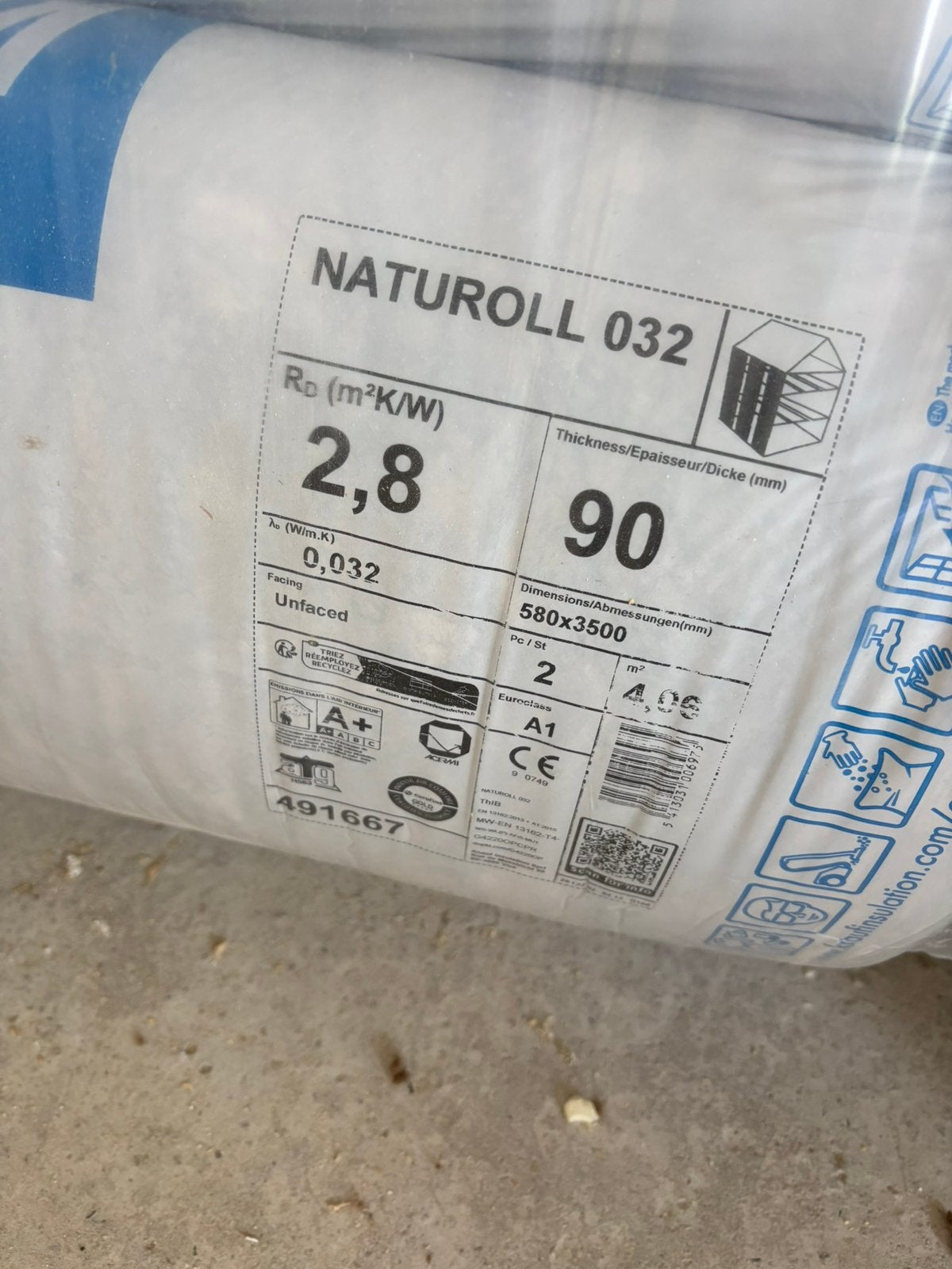 Knauf Naturoll 032 90mm, Ophalen, Dakisolatie, Nieuw, 15 m² of meer