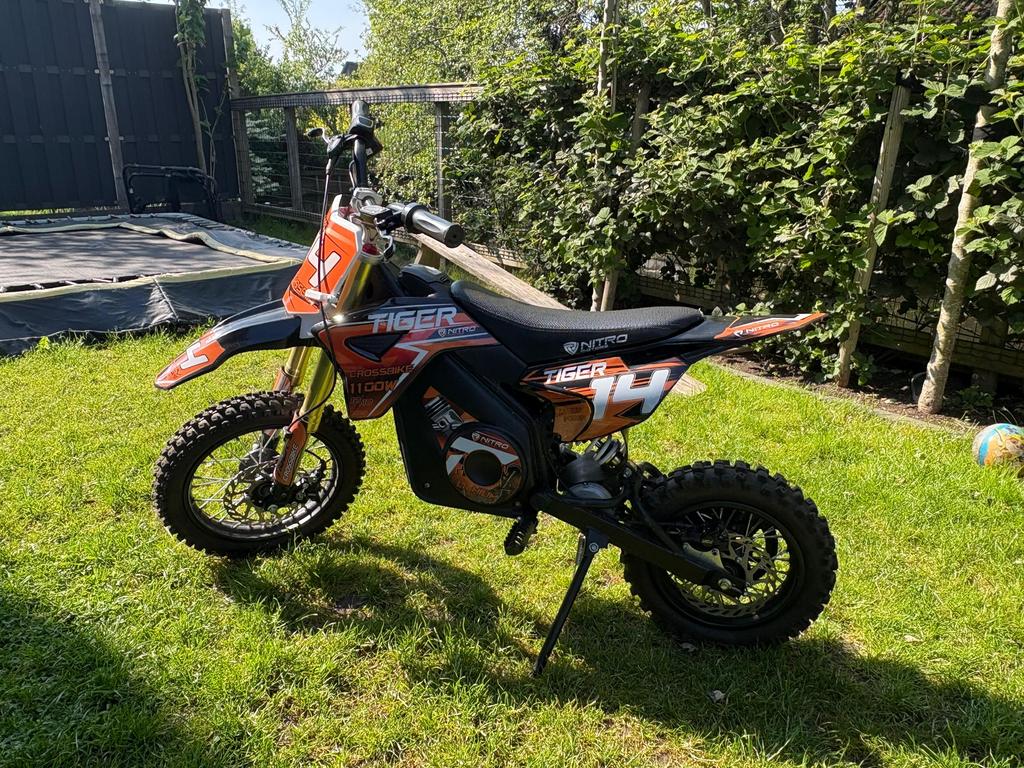 Elektrische crosser tiger nitro, Ophalen, Gebruikt, Schijfrem, Dirtbike