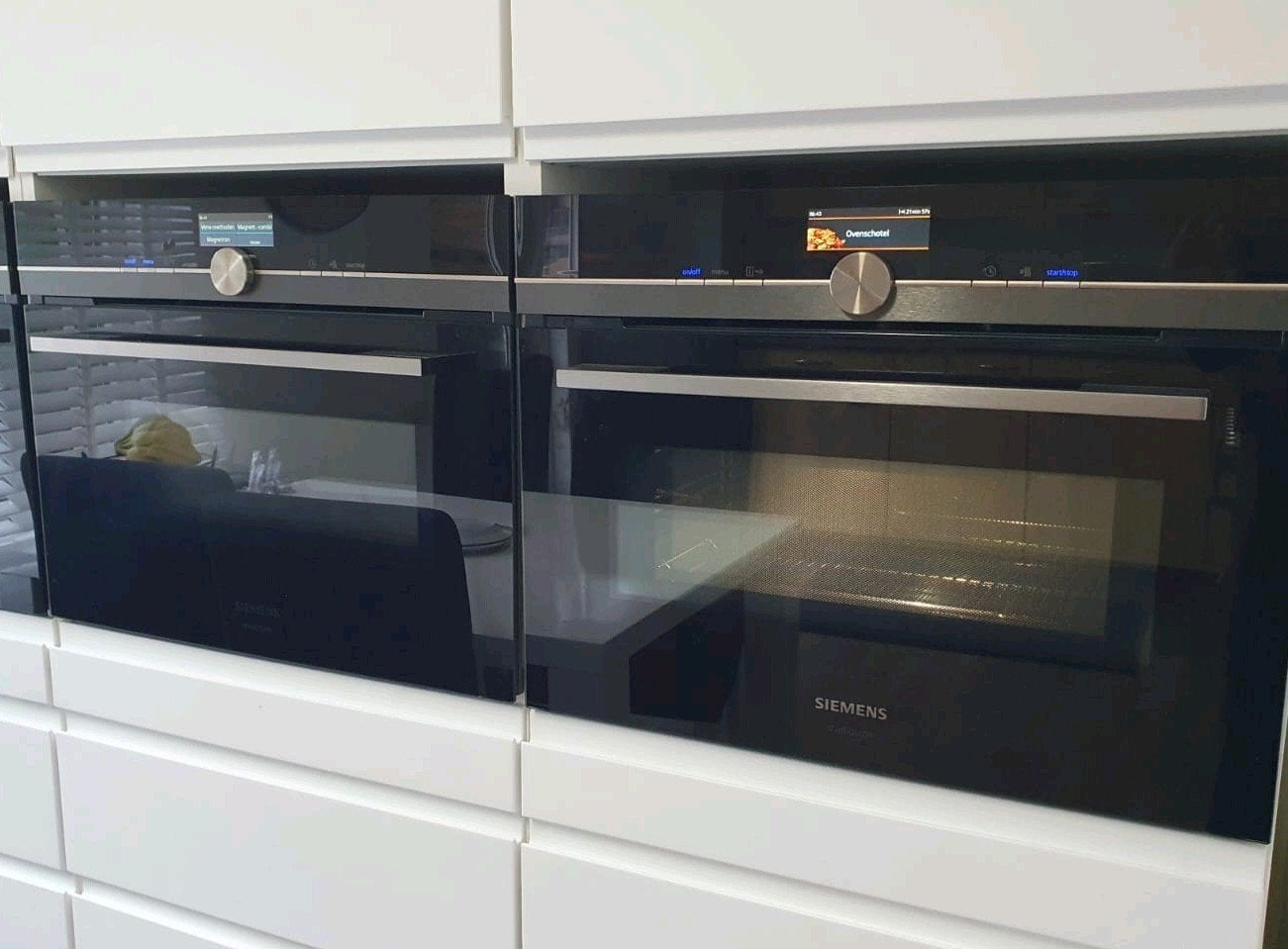 ( 2 stuks) SIEMENS Blacksteel combi oven/magnetron met Wifi, Ophalen, 45 tot 50 cm, 60 cm of meer, Siemens