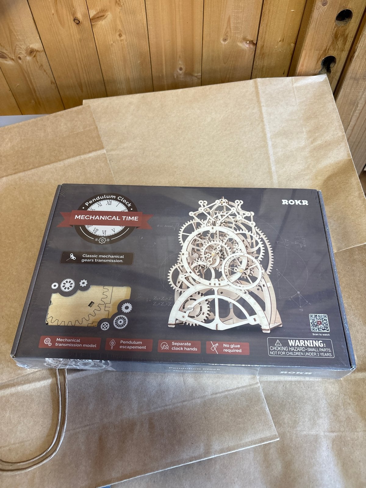 ROKR Mechanische Pendelklok Bouwpakket Hout, Nieuw, Educatief, Knutselset, Bruin