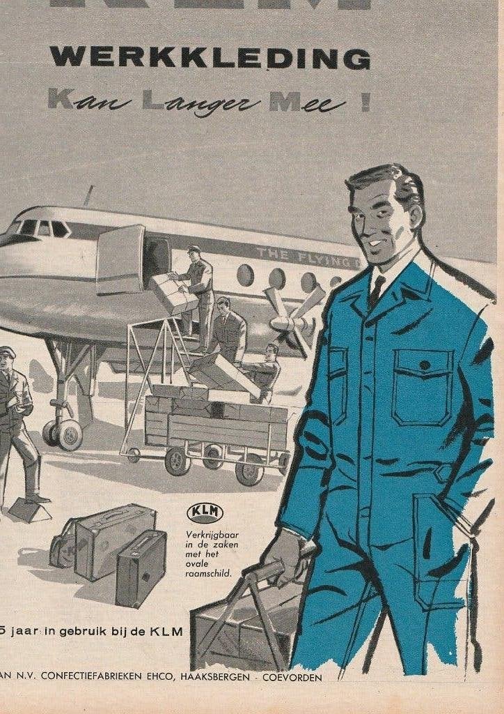 Retro reclame 1960 KLM werk overalls Flying Dutchman, Verzenden, Overige typen