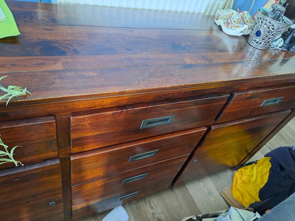 Te koop taek houten kast 280 cm breed en hoogte 125 cm, Ophalen, 75 cm of meer, Teakhout, Zo goed als nieuw