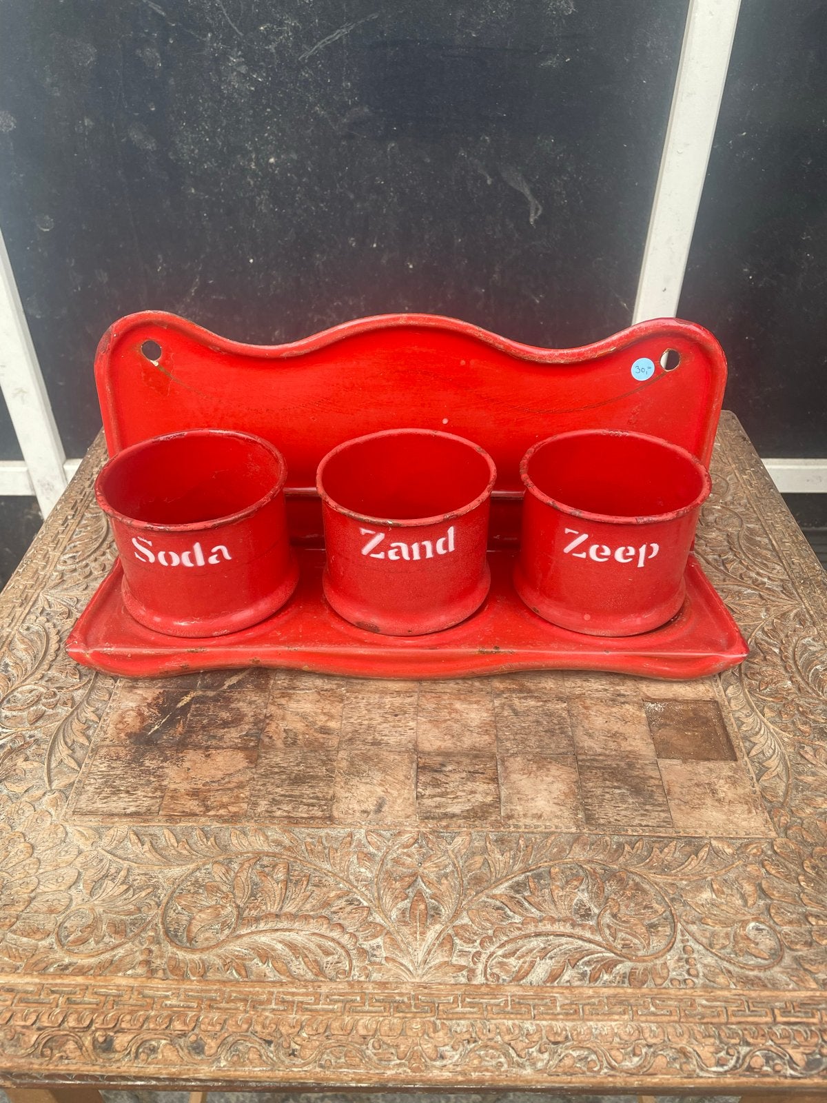 Vintage Rood Emaille Soda Zand Zeep Rekje, Antiek en Kunst, Ophalen of Verzenden