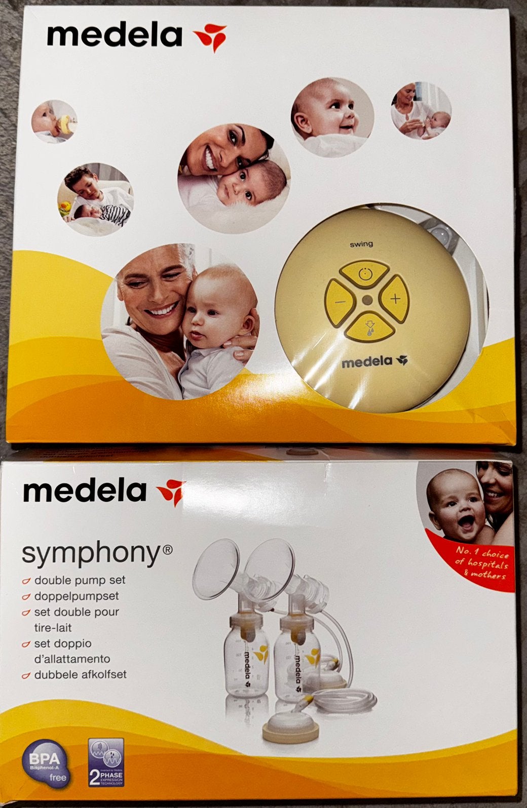 Medela Swing en dubbele afkolfset Symphony, Kinderen en Baby's, Babyvoeding en Toebehoren, Ophalen of Verzenden, Borstkolf