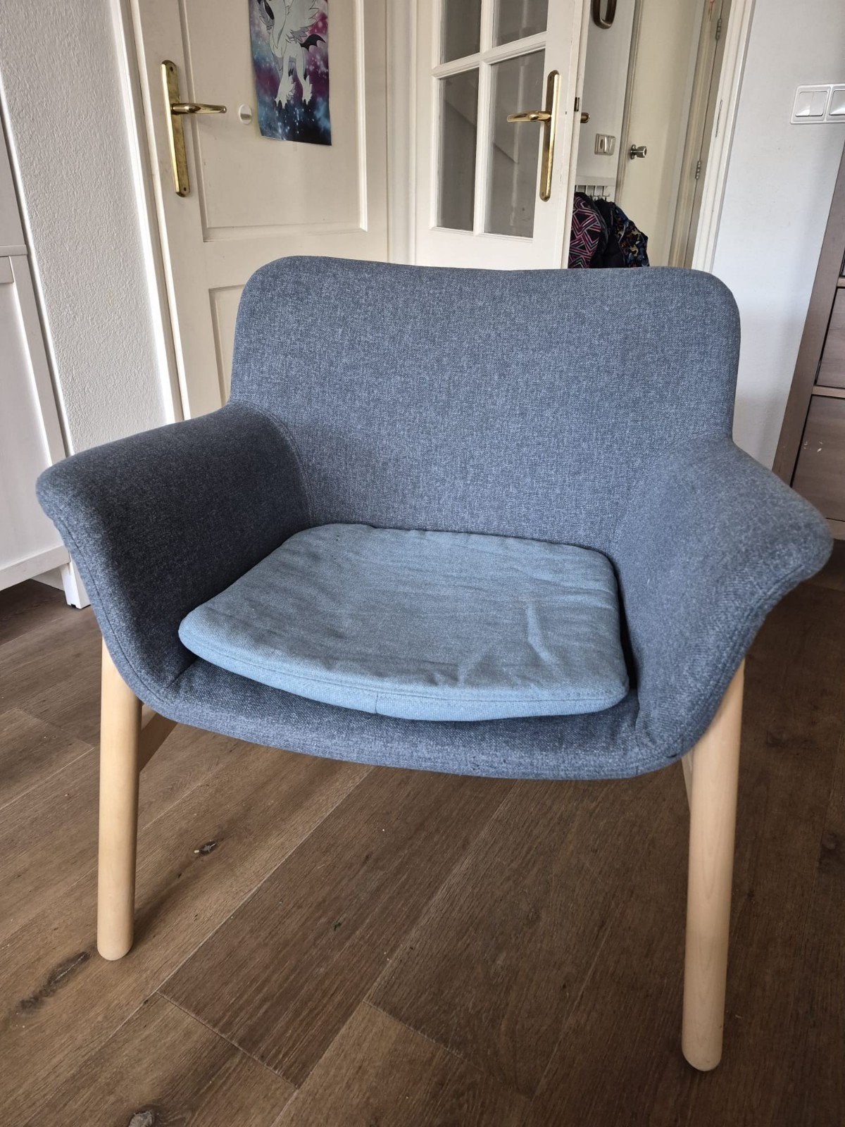 Vedbo stoel blauw, Huis en Inrichting, Gebruikt, Eenpersoons, 75 tot 100 cm, Ophalen of Verzenden