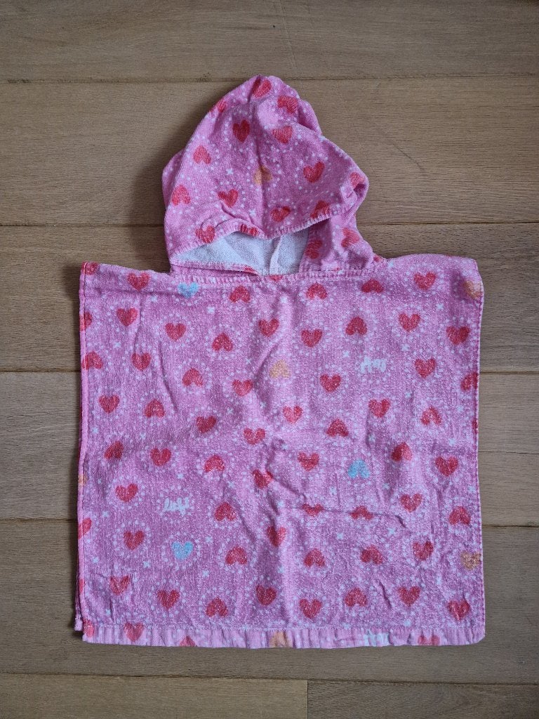 Poncho, roze Lief hartjes, 50x50 cm, Kinderen en Baby's, Ophalen of Verzenden, Gebruikt