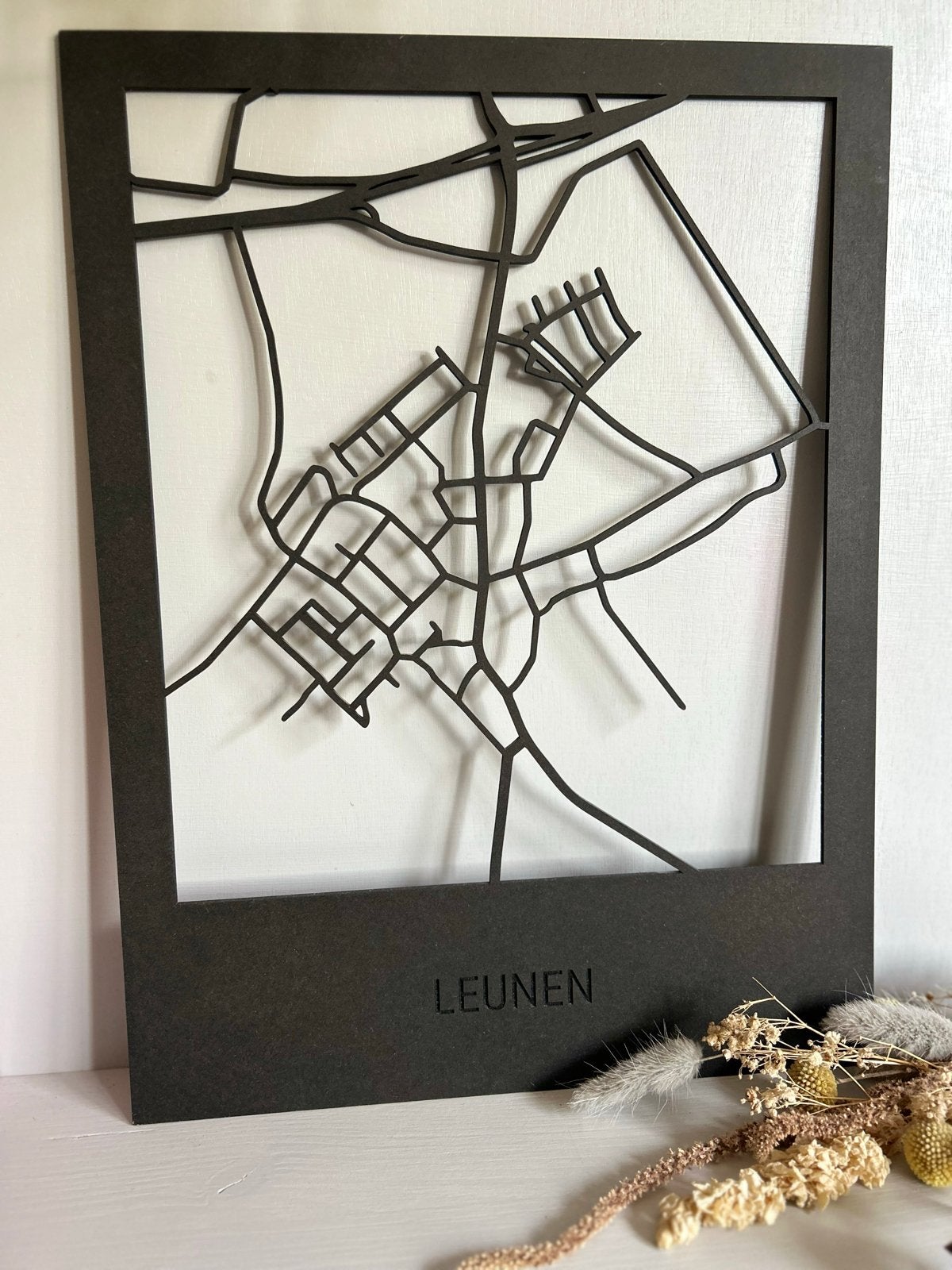 Wanddecoratie Leunen - Kaart van Leunen, 30 cm, Ophalen of Verzenden, Zo goed als nieuw, Wandbord of Wandpaneel