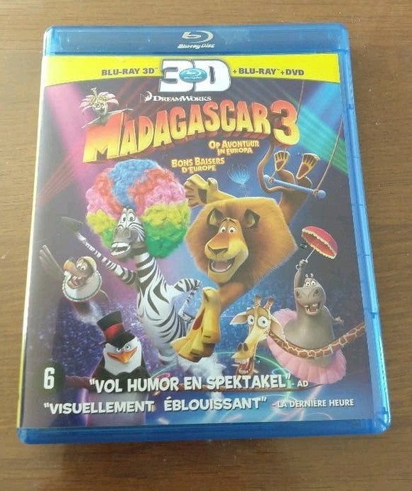 3-disc Bluray 3D + DVD film Madagascar 3 van Dreamswork, Nederlands, Ophalen of Verzenden, Nederlands, Boxset