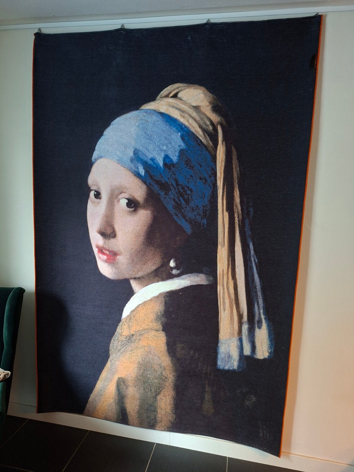 Wandtapijt Meisje met de Parel - Vermeer (160x230 cm), 150 tot 200 cm, 200 cm of meer, Zo goed als nieuw, Klassiek, Kunst, Wandtapijt
