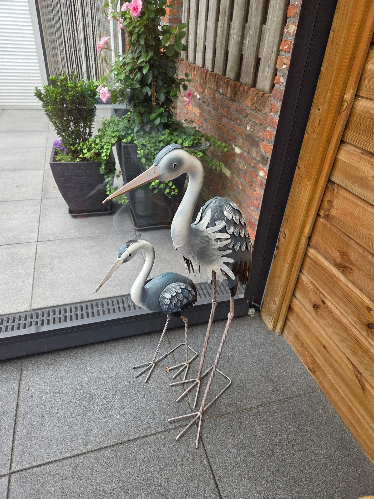 2 sier reigers voor in de tuin, Ophalen, Gebruikt, Meerkleurig, Metaal