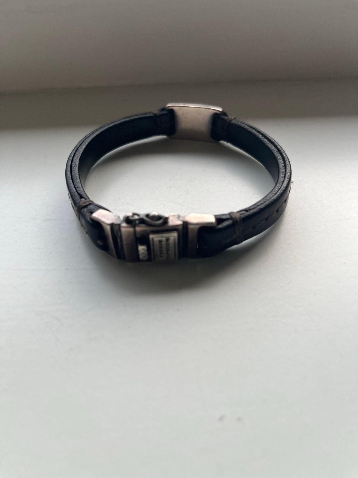 Buddha to Buddha armband Edwin Small leer zilver 925, Sieraden, Tassen en Uiterlijk, Ophalen, Gebruikt, Zwart, Leer