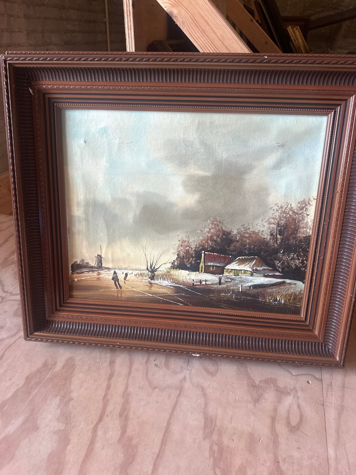 Oud Hollands Winterlandschap Schilderij - Gesigneerd, Antiek en Kunst, Ophalen of Verzenden