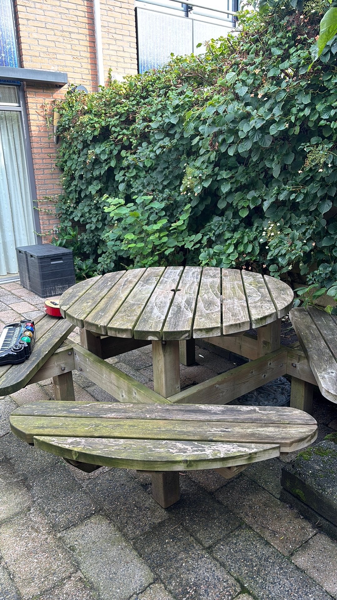 Ronde tuinbank, Tuin en Terras, Ophalen, Zo goed als nieuw, Rond, Hout