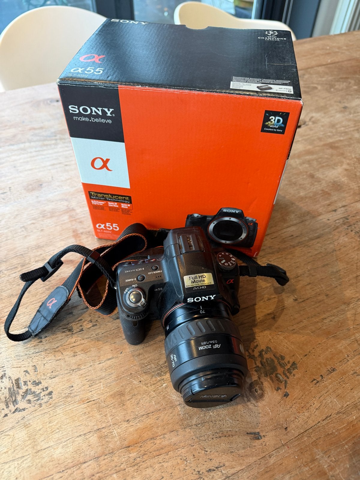Sony Alpha a55V spiegelreflexcamera met accessoires, Ingebouwde flitser, Gebruikt, Spiegelreflex, Ophalen of Verzenden