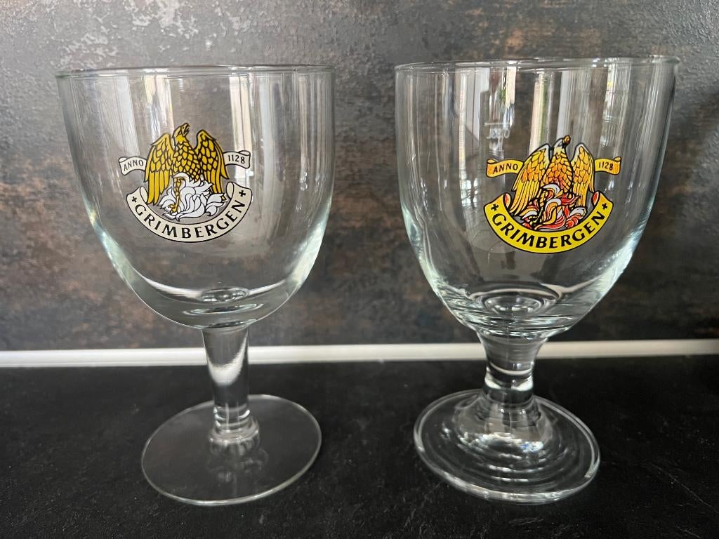 Grimbergen bierbokaal (waarvan één vintage), Ophalen of Verzenden, Zo goed als nieuw, Pul(len), Overige merken