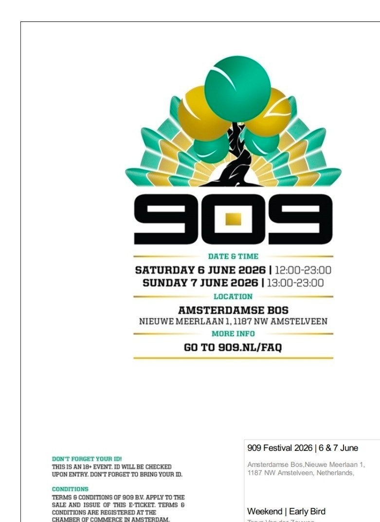 909 Festival weekend ticket, Tickets en Kaartjes, Evenementen en Festivals, Eén persoon