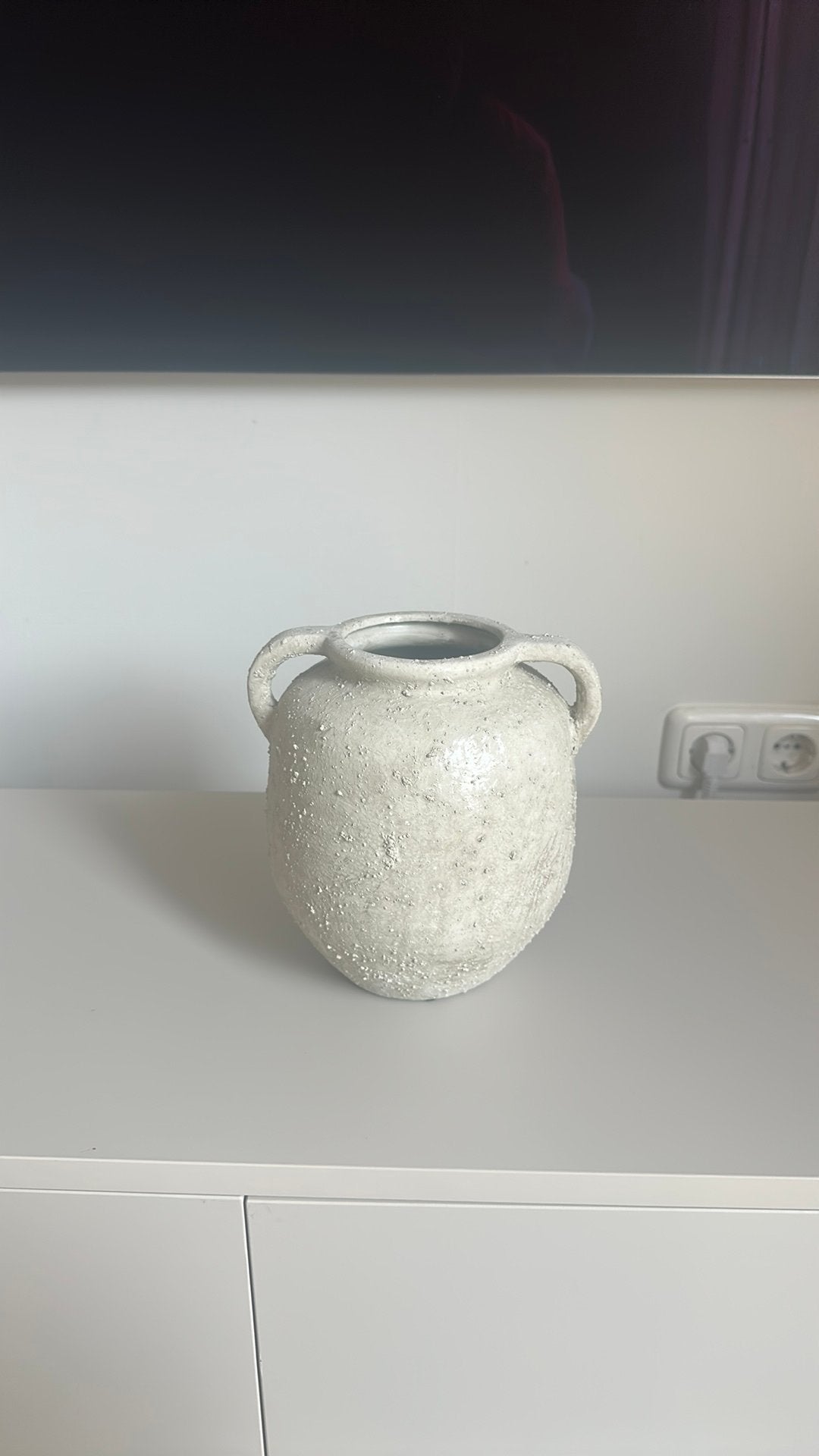 Beige japandi vaas met oortjes, Ophalen, Beige, Nieuw, 20 cm