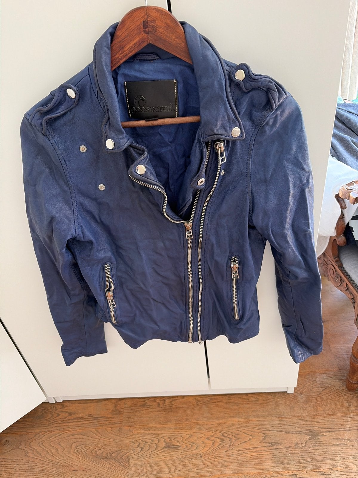 Goosecraft Leren Bikerjack - Maat M, Verzenden, Gedragen, Maat 38/40 (M), Blauw