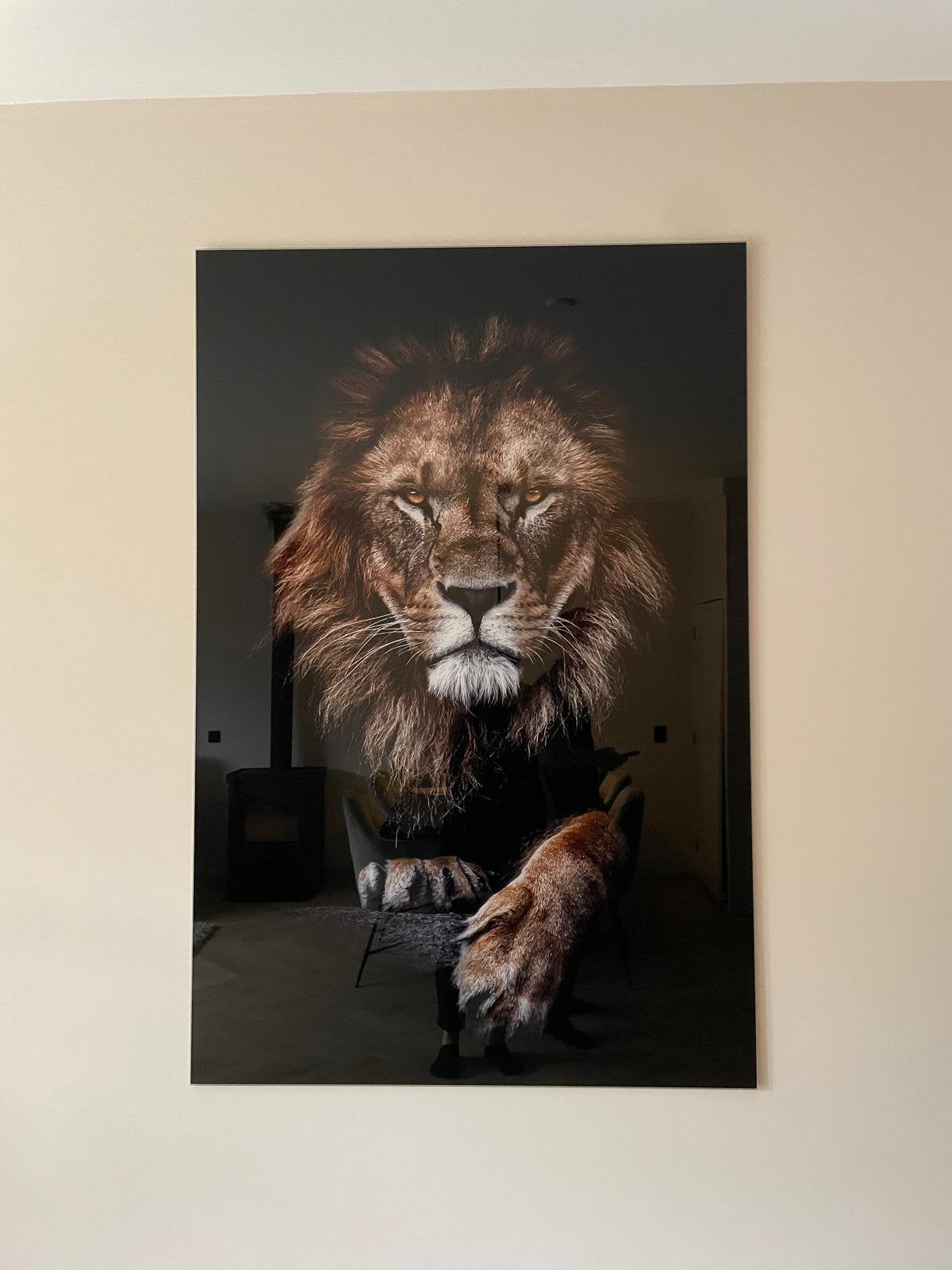 Leeuw op acryl glas, Huis en Inrichting, Ophalen, Zo goed als nieuw, Minder dan 50 cm, Schilderij