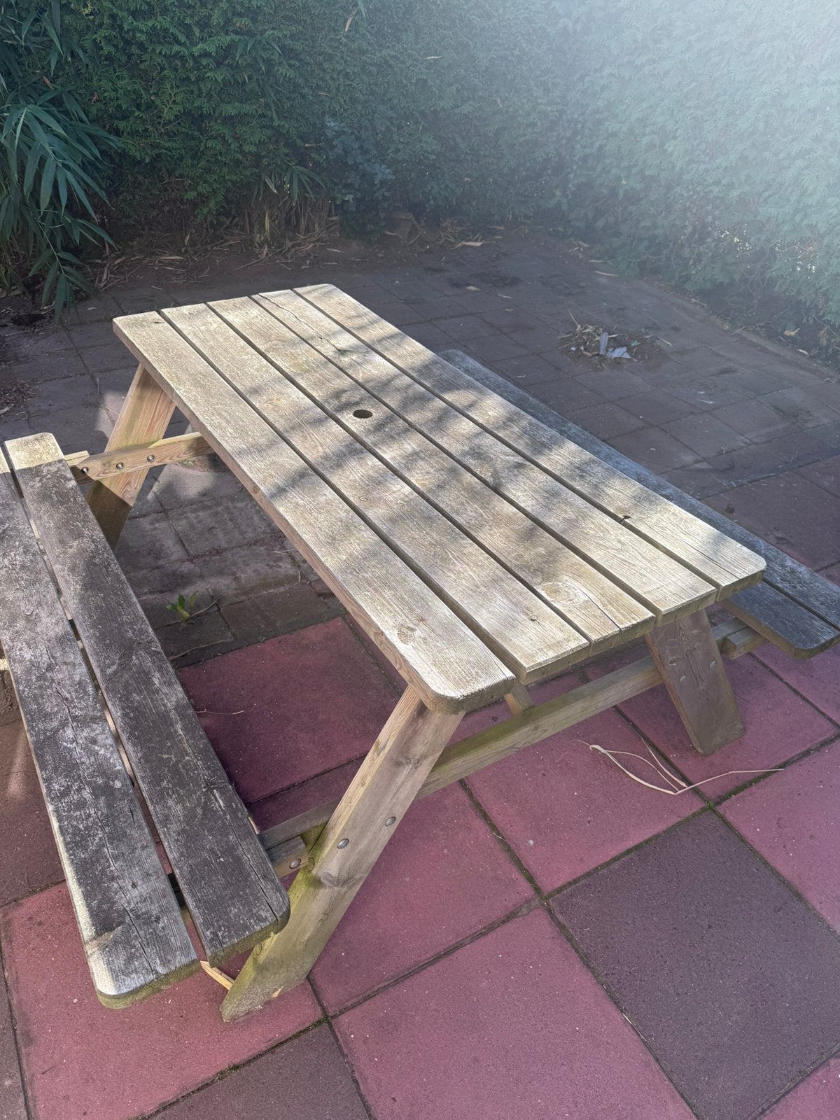Houten picknicktafel – stevig model – gebruikt, Ophalen, Gebruikt