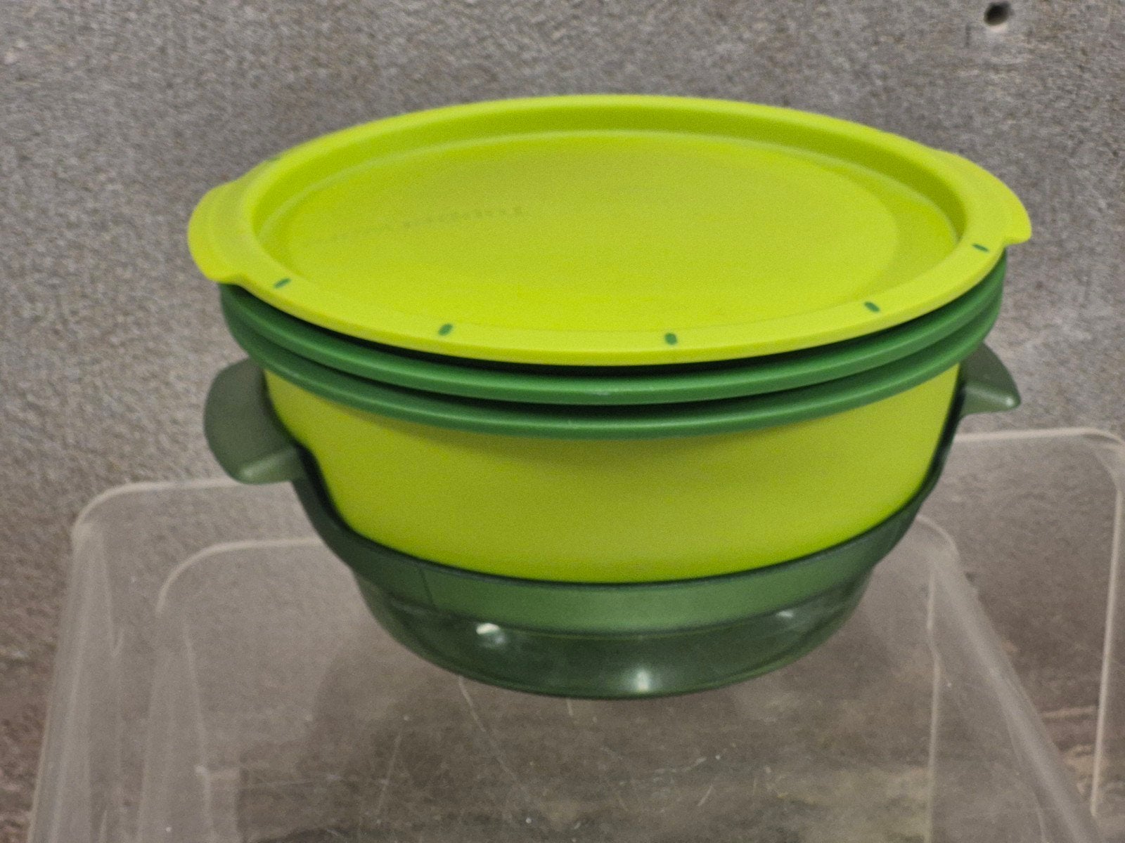 Tupperware MicroGourmet stoompan  groen zgan, Ophalen of Verzenden, Zo goed als nieuw, Groen, Overige typen