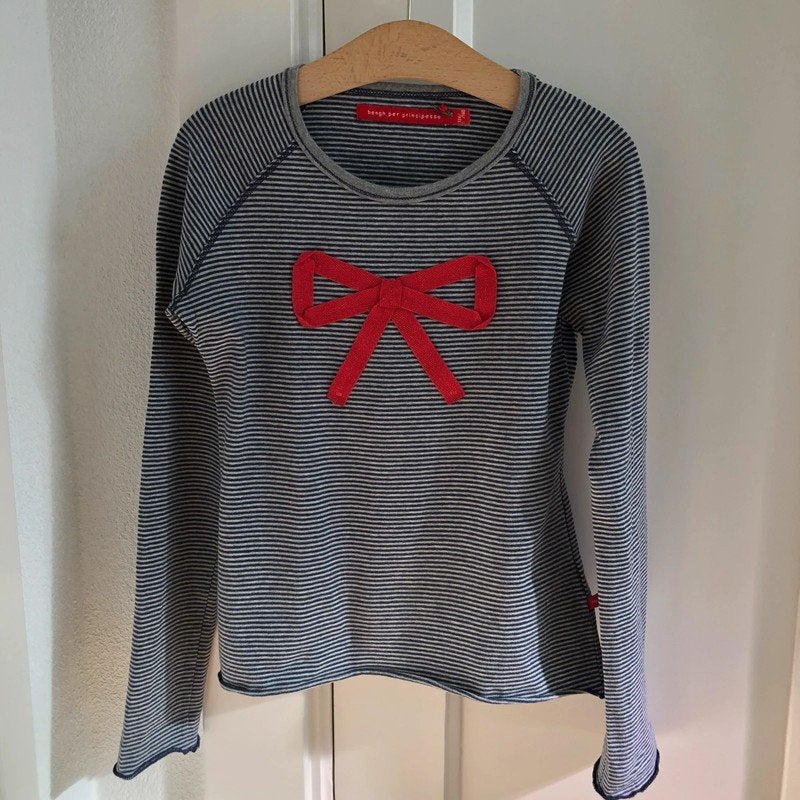 Bengh 110 116 gave longsleeve blauw grijs roze shirt, Gebruikt, Shirt of Longsleeve, Bengh per principesse, Verzenden