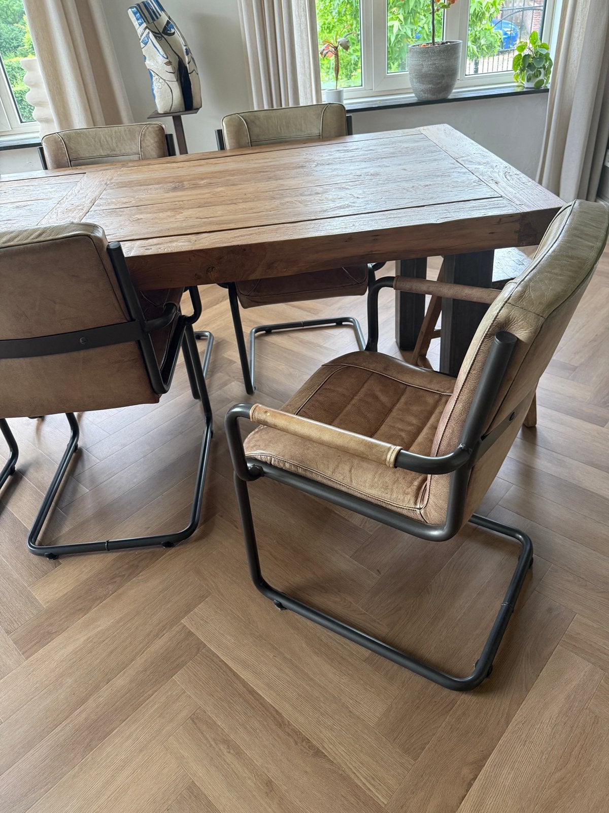 6 eetkamerstoelen, Ophalen, Gebruikt, 50 tot 100 cm, Vijf personen of meer