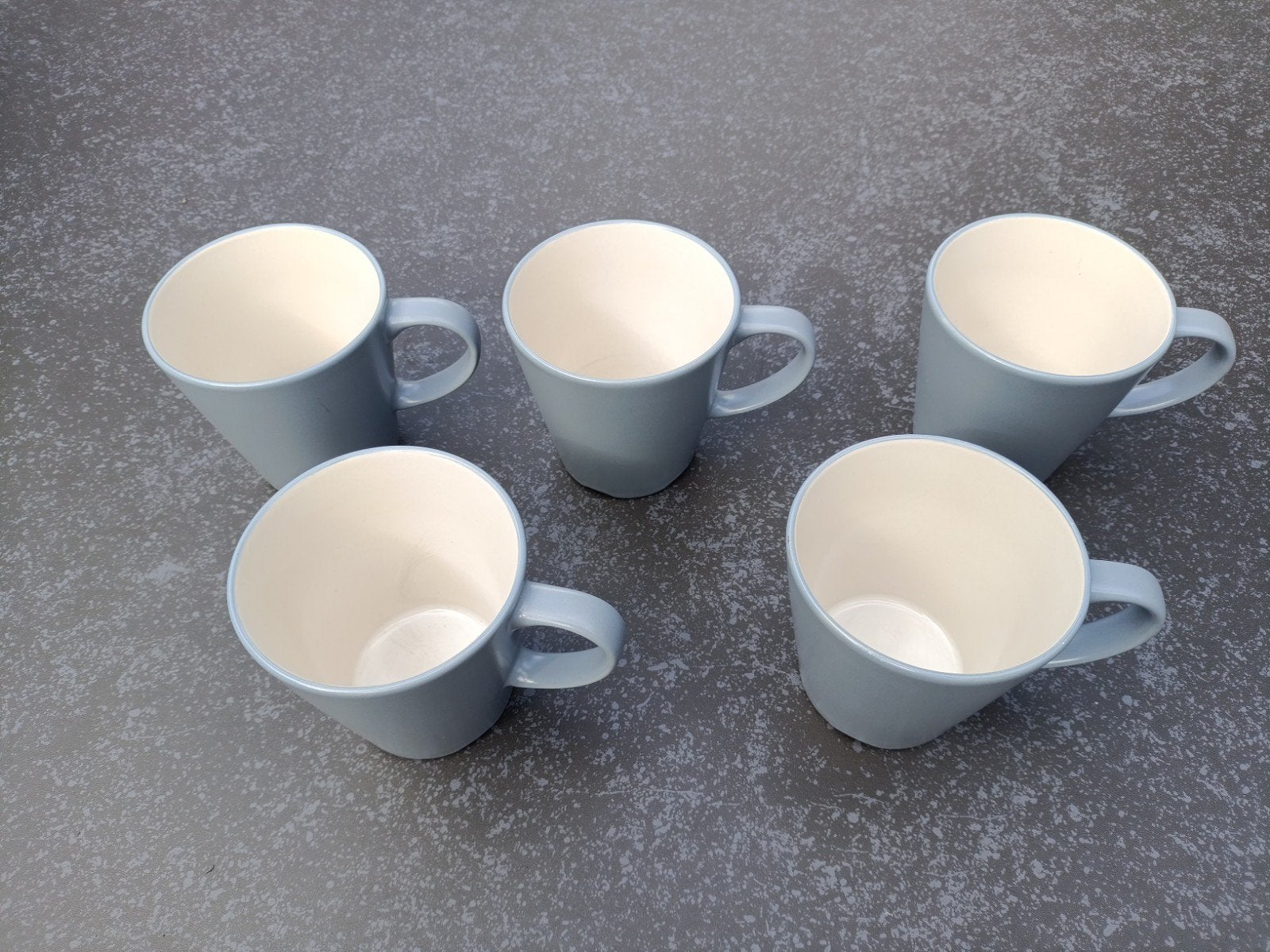 Ikea Dinera mokken 5 stuks  mat grijs, 300ml, IKEA, Zo goed als nieuw, Modern, Aardewerk