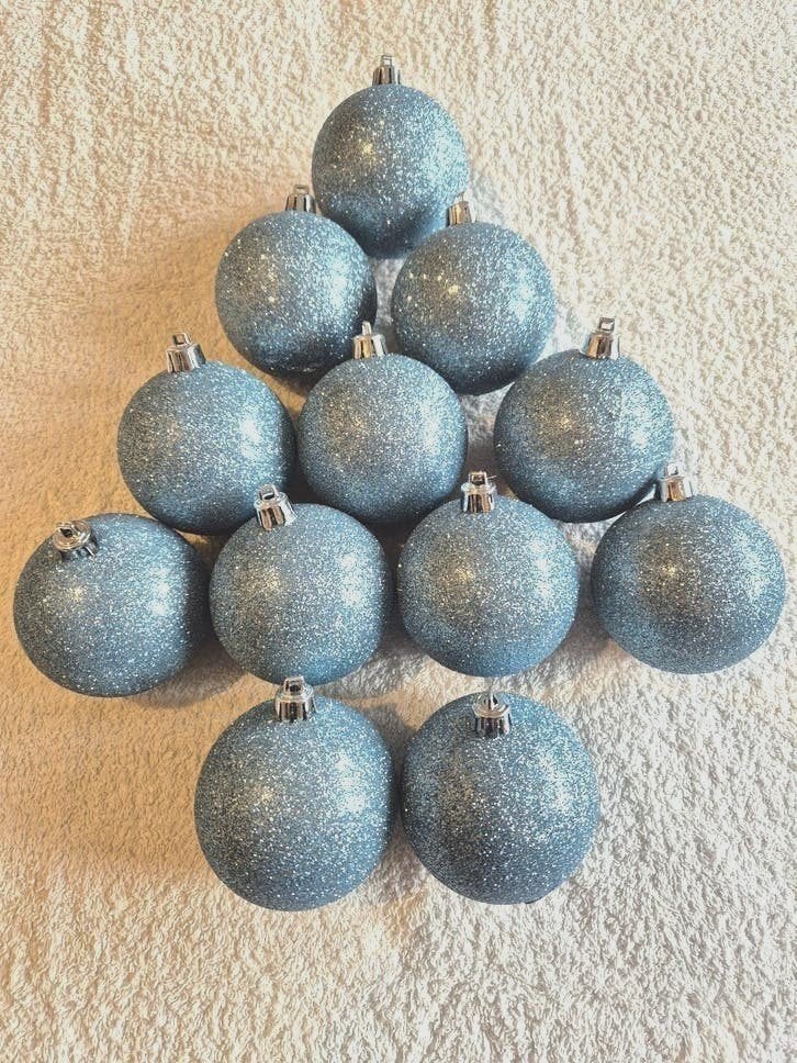 12 kerst ballen geen glas..prachtig blauw met veel glitters, Ophalen, Zo goed als nieuw, Overige typen