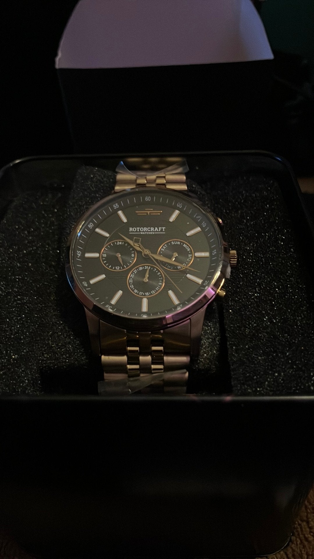 Heren horloge Rotorcraft rosegoud kleur, Ophalen of Verzenden, Nieuw, Staal, Overige merken