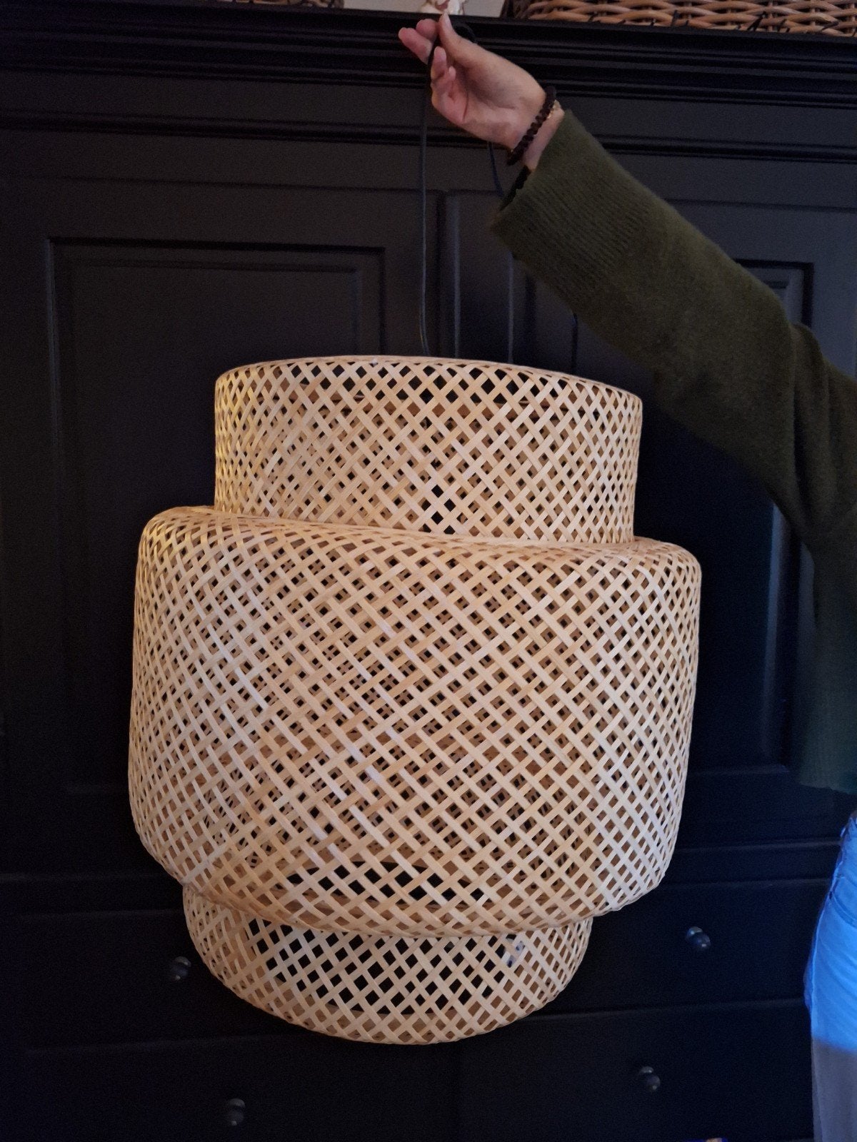 IKEA SINNERLIG Hanglamp Bamboe Handgemaakt 50 cm, Ophalen, Bohemian, Scandinavisch, Natuurlijk, Natuurlijk materiaal, Nieuw