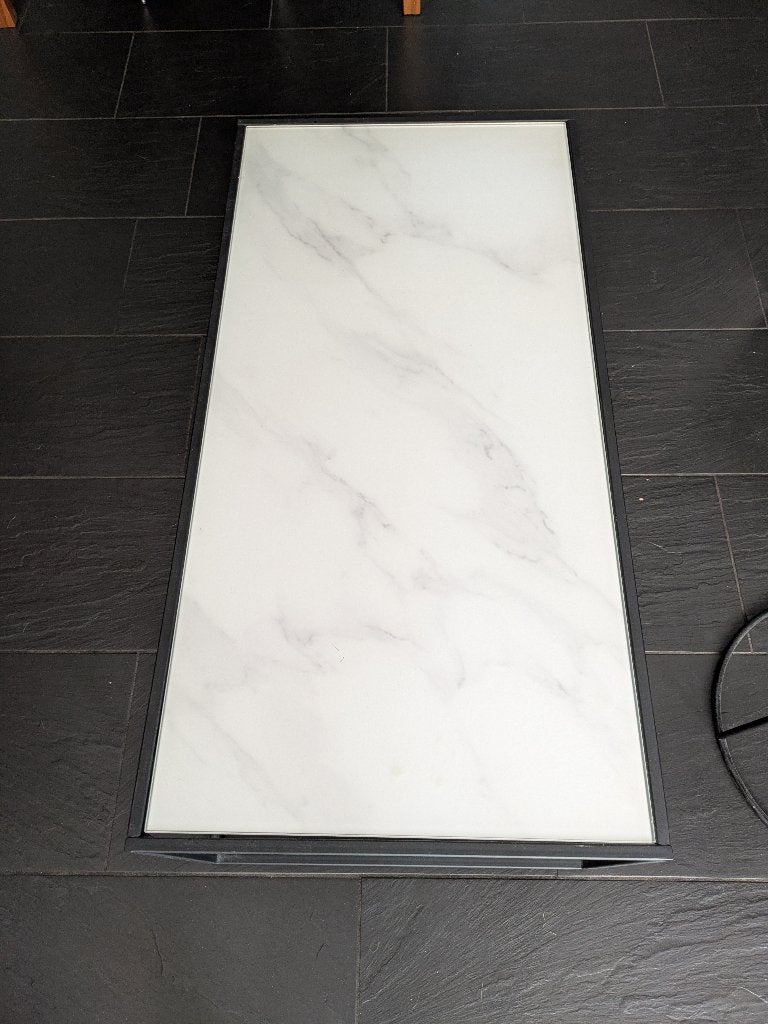 Leuk setje: ijzeren tv meubel, bijzettafel en salontafel, Ophalen, Gebruikt, 100 tot 150 cm, 50 tot 100 cm