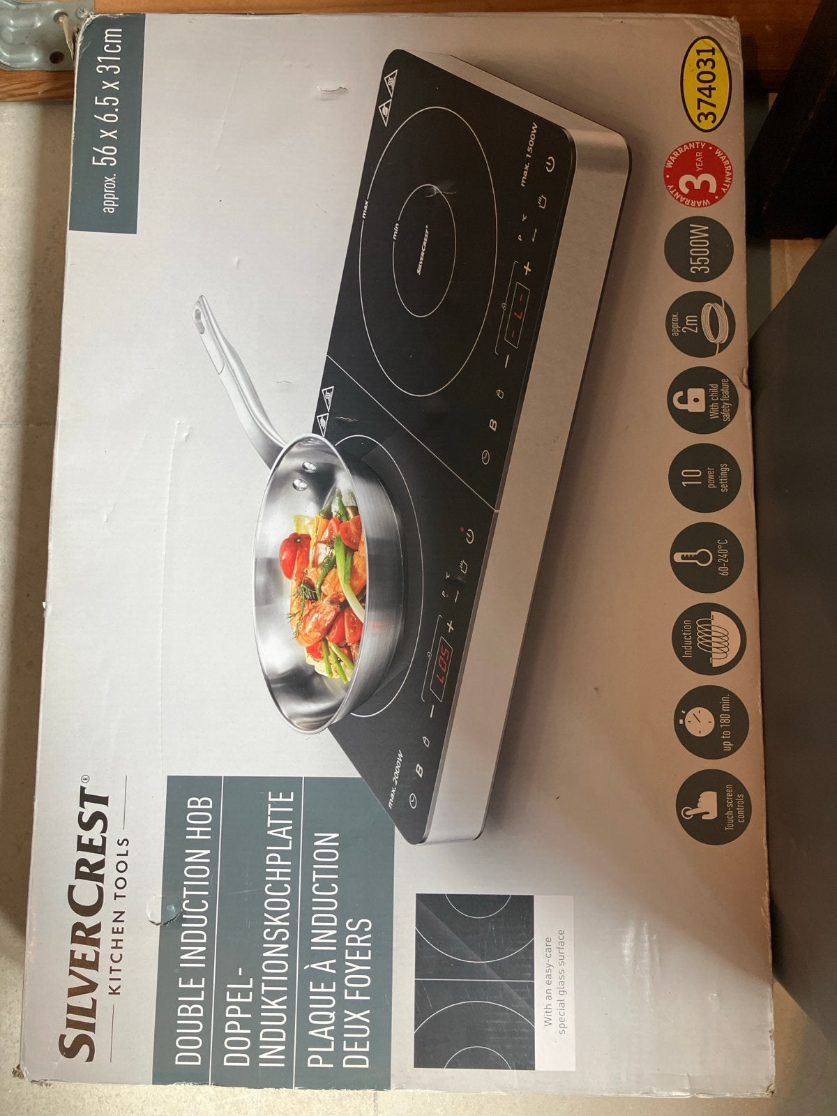 SilverCrest Dubbele Inductiekookplaat - 3500W, Ophalen, Zo goed als nieuw